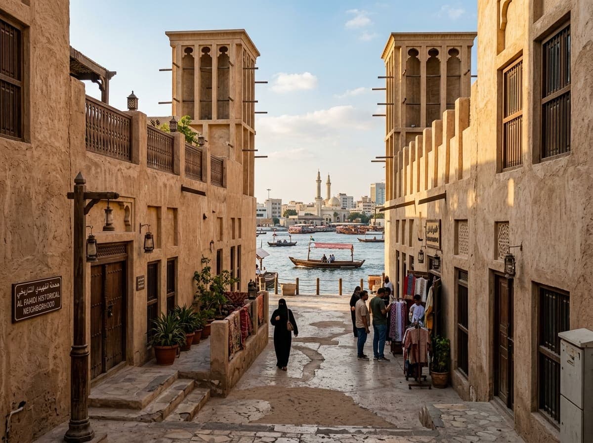 Al Fahidi wind-tower houses by the creek