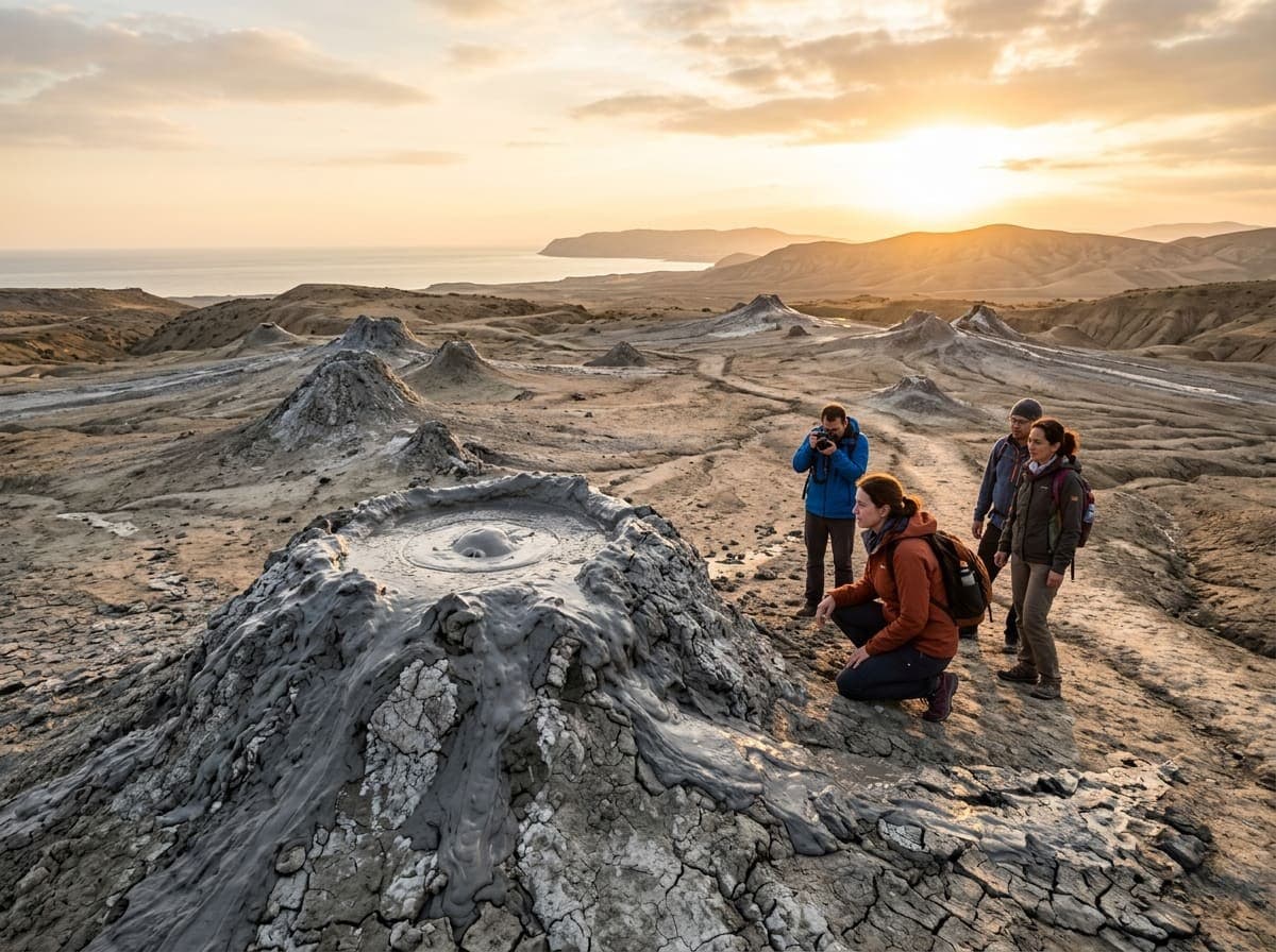 Gobustan mud volcanoes at golden hour