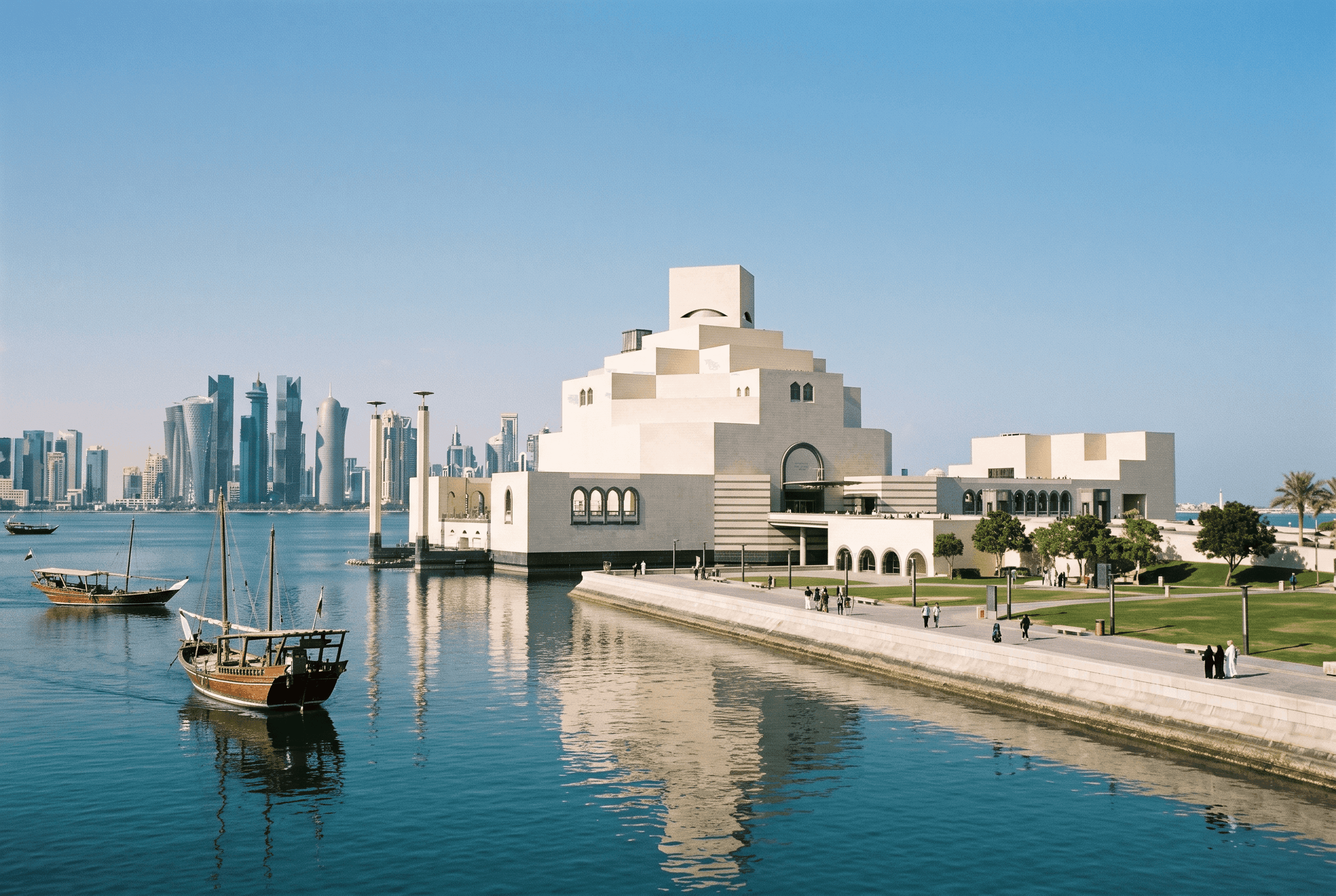 Museum of Islamic Art Doha exterior with bay