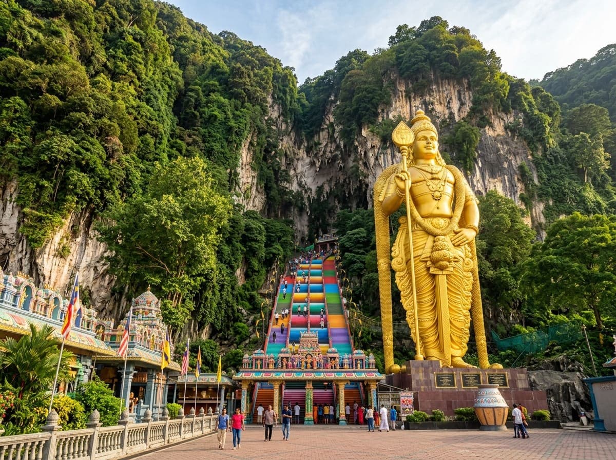 Batu Caves rainbow staircase