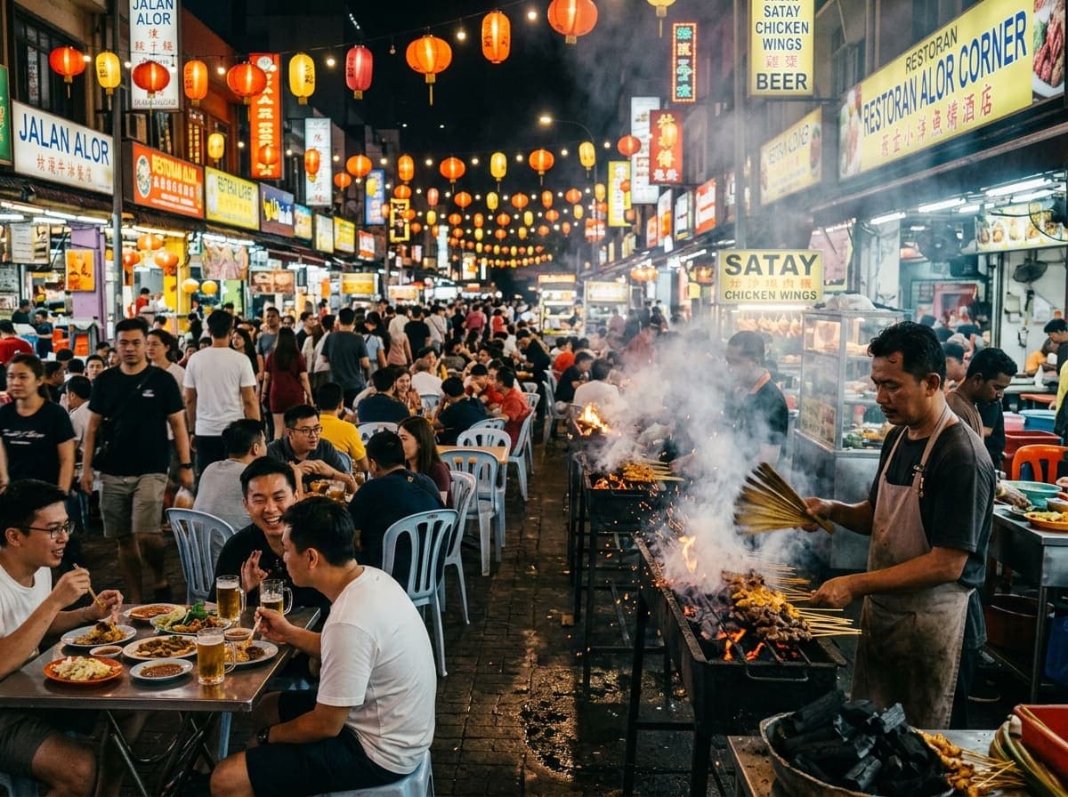Jalan Alor street food at night