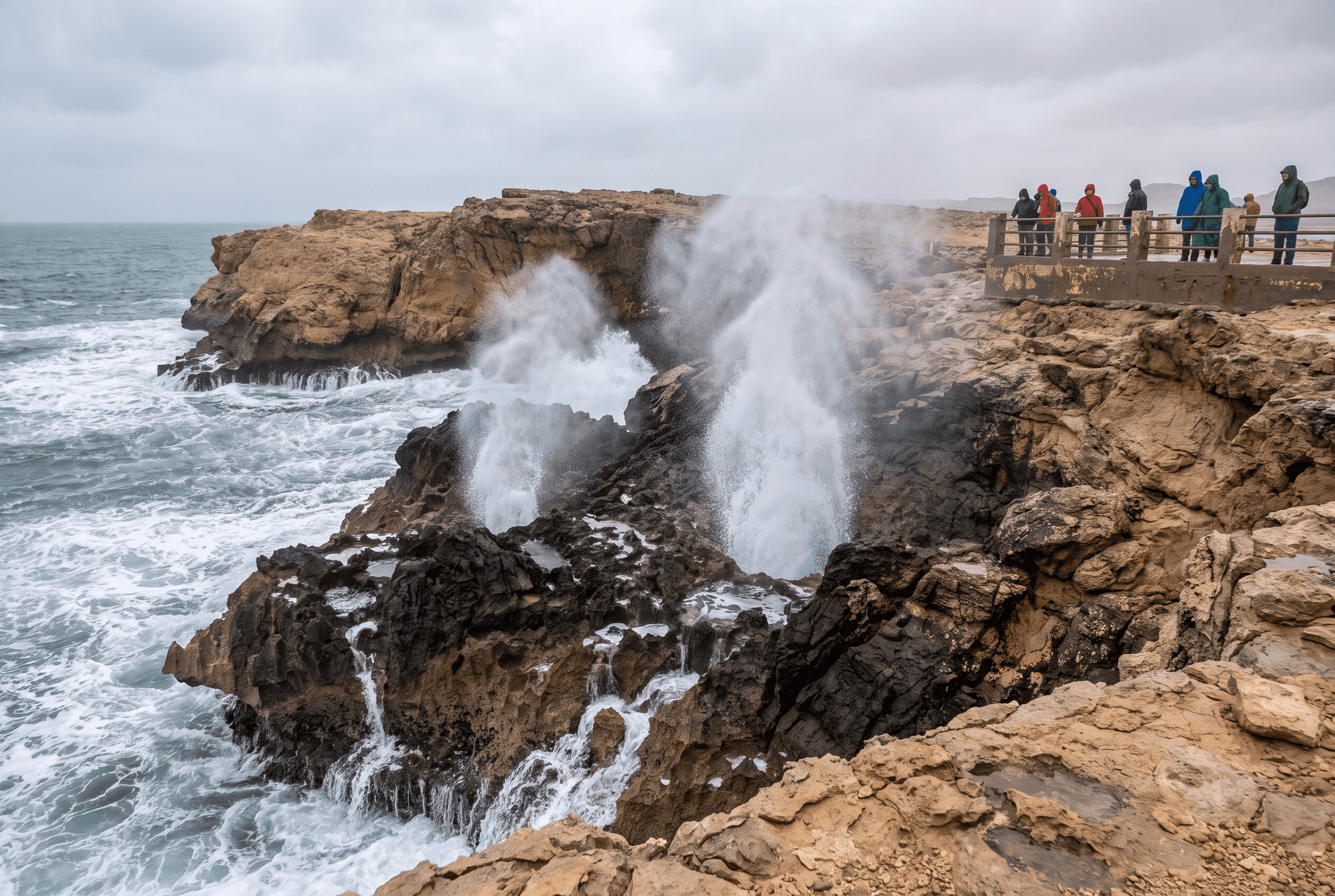 Mughsail beach blowholes and cliffs Salalah