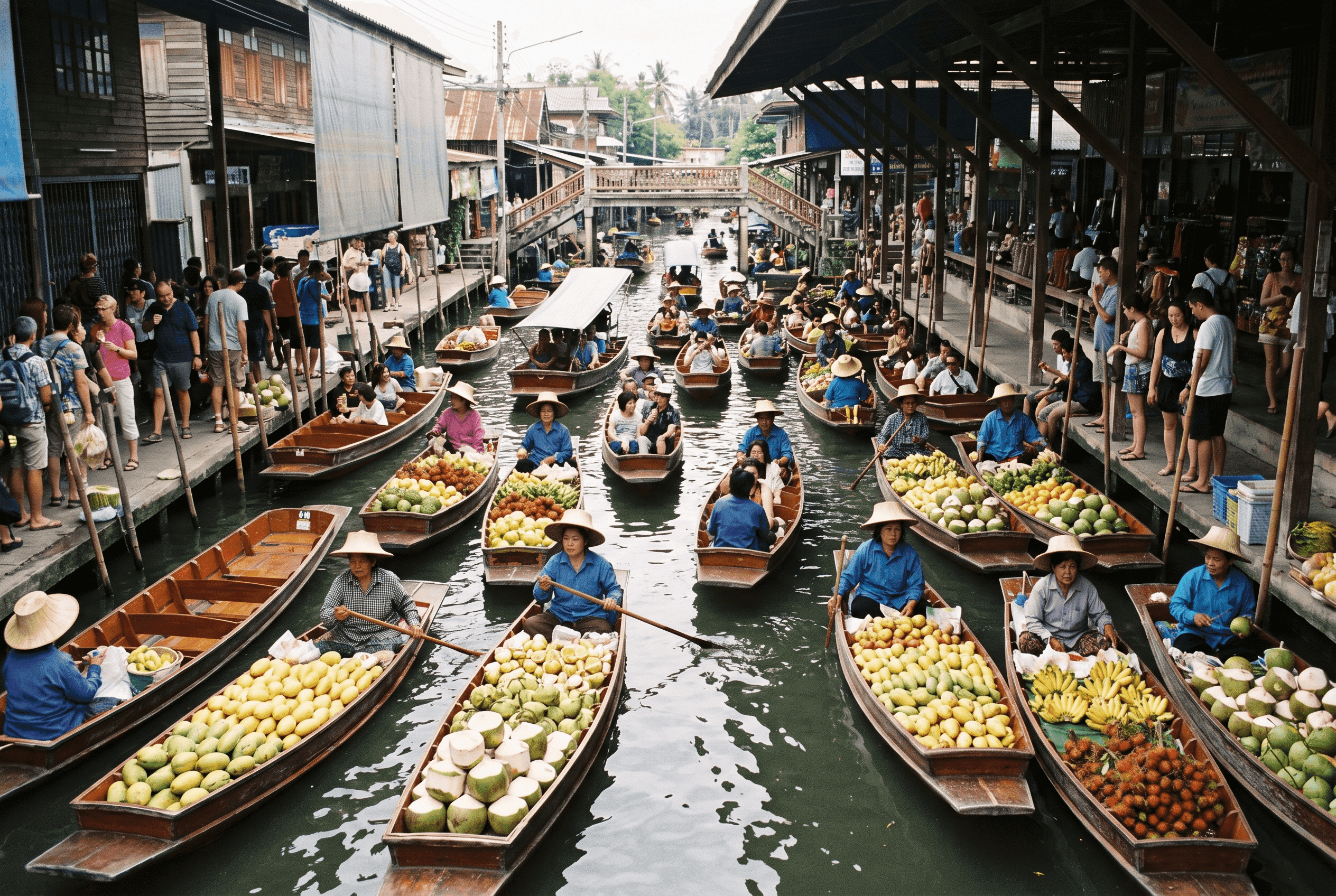 Damnoen Saduak floating market with boats full of fruit