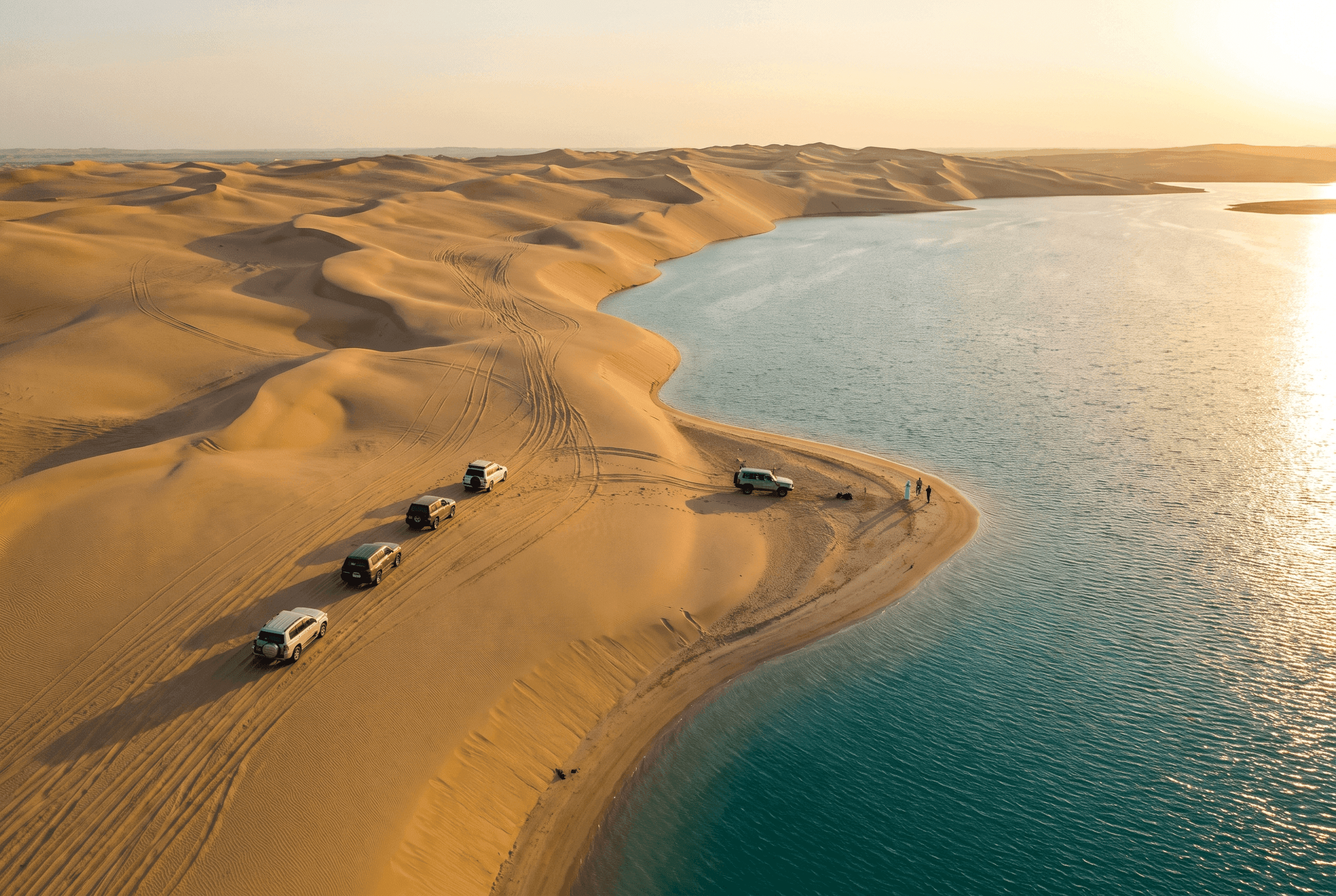 Inland Sea Khor Al Adaid sand dunes meeting the sea