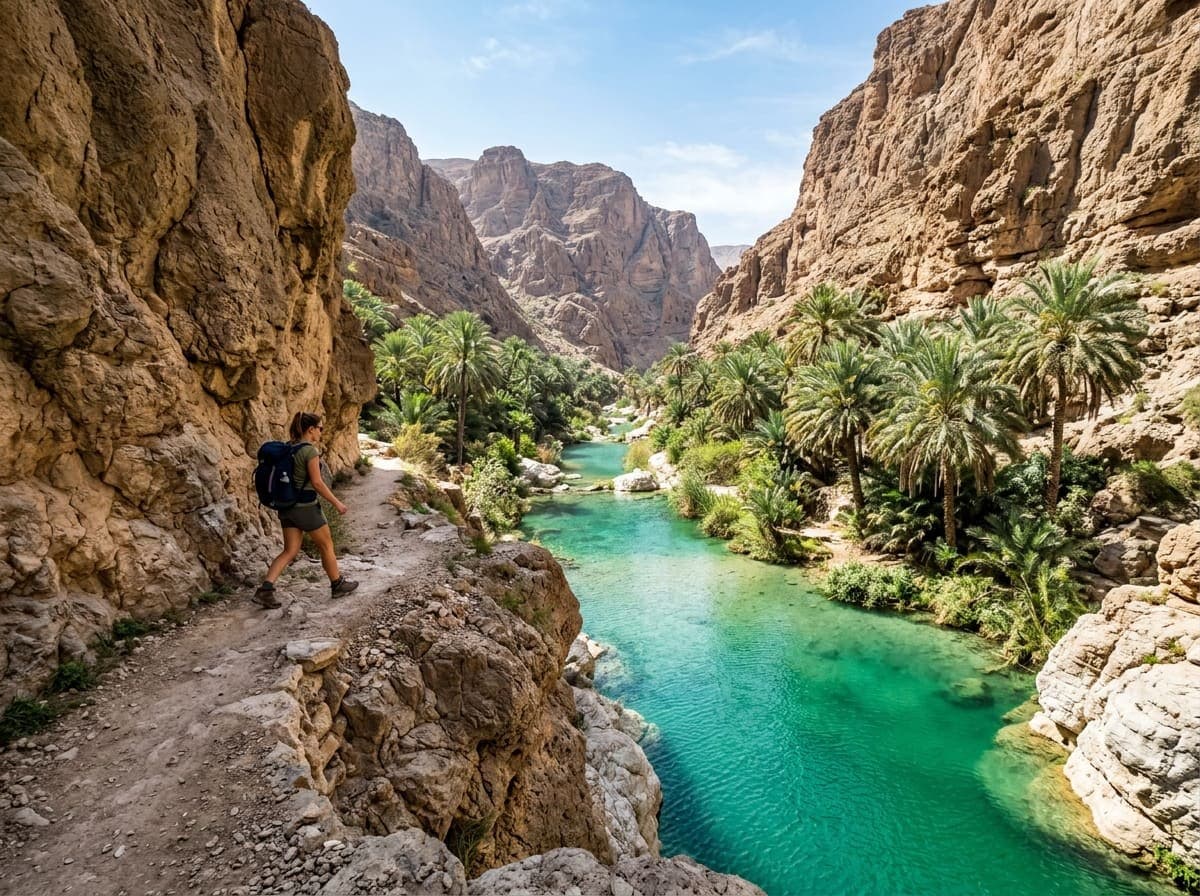 Turquoise pools of Wadi Shab