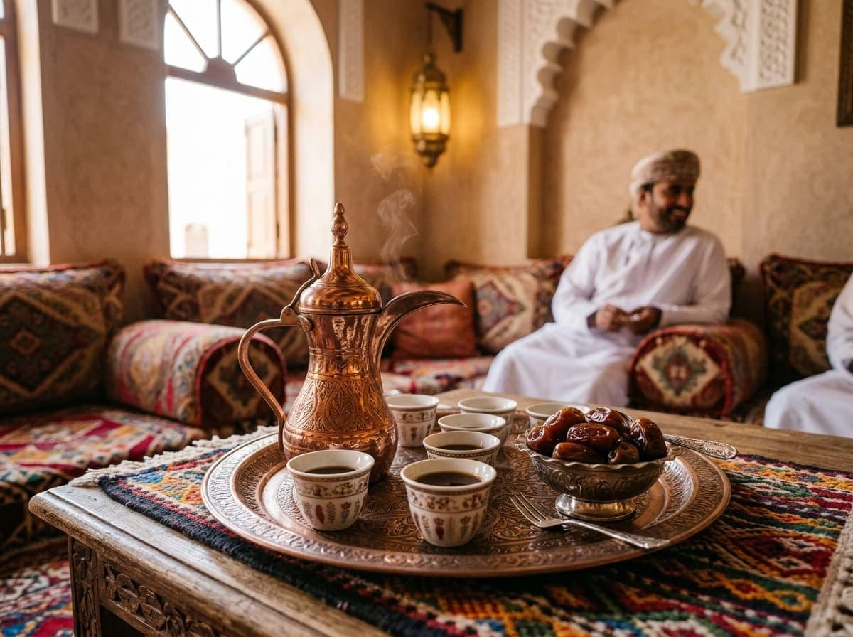 Omani coffee and dates in a majlis